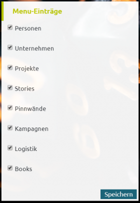 Settings - Persoenliche Einstellungen - Menue-Eintraege